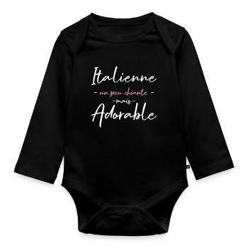 Italienne Un Peu Chiante Mais Adorable T-Shirt ... - Body Bébé bio manches longues - noir - Devant