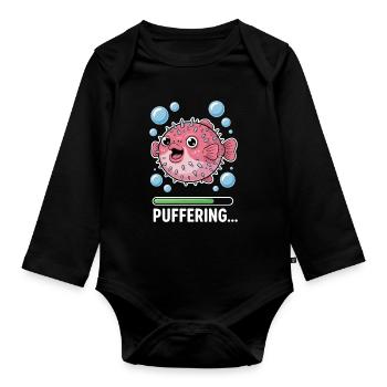 Puffer Fish Sayings Funny Puffer Fish Gift - Organic Longsleeve Baby Bodysuit - black - Front