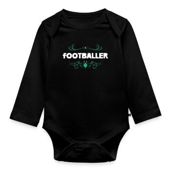 Lettrage des ornements du footballeur - Body Bébé bio manches longues - noir - Devant
