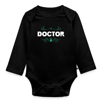 DOCTOR Ornament Lettering - Organic Longsleeve Baby Bodysuit - black - Front