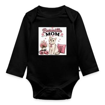 Burmilla Maman : Style Chat au cœur - Body Bébé bio manches longues - noir - Devant