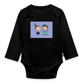 an entertaining anime-style conversation - Organic Longsleeve Baby Bodysuit - black - Front