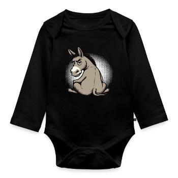 Donkey Donkey Donkey Holder Muli Long-Eared Donkey Muli - Organic Longsleeve Baby Bodysuit - black - Front