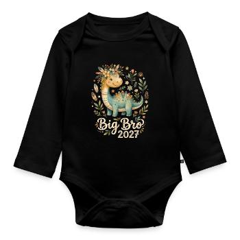 Großer Bruder Dino 2027 Boho - Baby Bio-Langarm-Body - Schwarz - Vorne