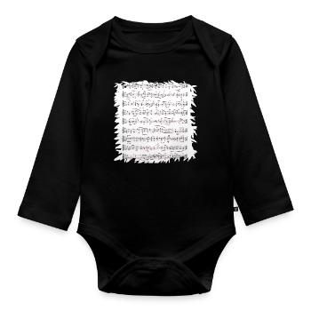 Black and white sheet music with border - Organic Longsleeve Baby Bodysuit - black - Front