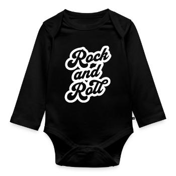Logo-shirt du manuscrit Rock and Roll - Body Bébé bio manches longues - noir - Devant