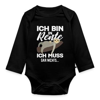 Rente Gar Nichts Faultier Sofa - Baby Bio-Langarm-Body - Schwarz - Vorne