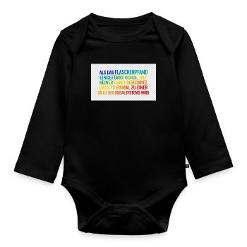 Flaschenpfand als Säule des Systems - Baby Bio-Langarm-Body - Schwarz - Vorne
