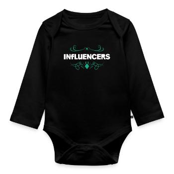 Influencer Stil Ornament - Baby Bio-Langarm-Body - Schwarz - Vorne