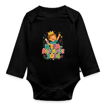 Kita Abschluss 2026 Kinder Abschlussfeier - Baby Bio-Langarm-Body - Schwarz - Vorne