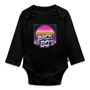 Return of the 80s Neon Sun - Organic Longsleeve Baby Bodysuit - black - Front
