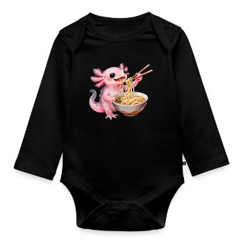Ramen Axolotl - Body Bébé bio manches longues - noir - Devant