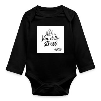 Via dello Stress: Stressabbau Humor - Baby Bio-Langarm-Body - Schwarz - Vorne
