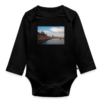 Historische Fischauktionshalle in Hamburg - Baby Bio-Langarm-Body - Schwarz - Vorne