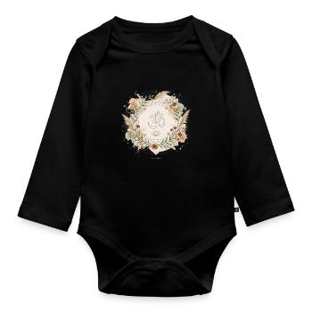 Om Lotus Mandala Yoga Boho Zen - Organic Longsleeve Baby Bodysuit - black - Front