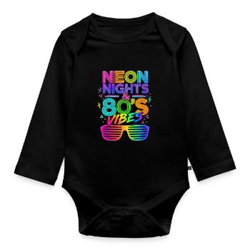 80's Nights 80er Jahre - Baby Bio-Langarm-Body - Schwarz - Vorne
