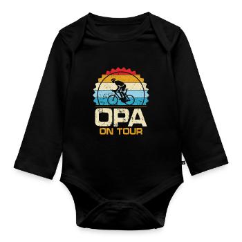 Opa On Tour - Baby Bio-Langarm-Body - Schwarz - Vorne