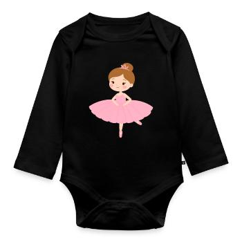 Petite ballerine en tutu rose – Décoration de danse - Body Bébé bio manches longues - noir - Devant