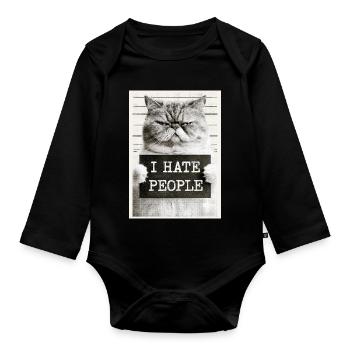 GrimmigerKater I HATE PEOPLE - Organic Longsleeve Baby Bodysuit - black - Front