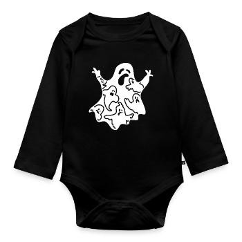 Journée drôle d’Halloween - Fantôme drôle d’Halloween - Body Bébé bio manches longues - noir - Devant