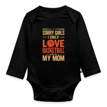 Basketball love and mom - Organic Longsleeve Baby Bodysuit - black - Front