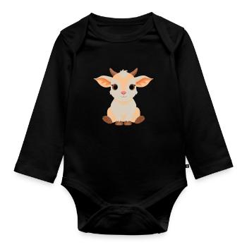 Cute Baby Goat - Organic Longsleeve Baby Bodysuit - black - Front