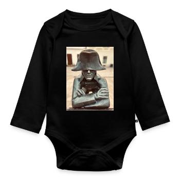 Detective in a bronze hat - Organic Longsleeve Baby Bodysuit - black - Front