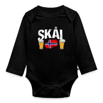 Norway Vacation Norge Fjords Travel Scandinavian - Organic Longsleeve Baby Bodysuit - black - Front