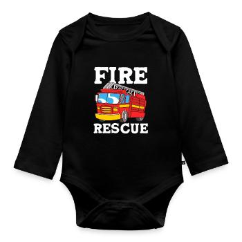 Firefighter Child - Organic Longsleeve Baby Bodysuit - black - Front