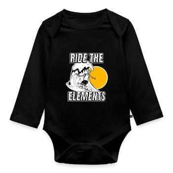 Wave Rider Skeleton - Organic Longsleeve Baby Bodysuit - black - Front