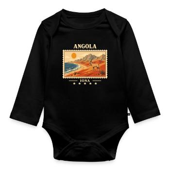 Angola Iona Vintage Travel Brand - Organic Longsleeve Baby Bodysuit - black - Front