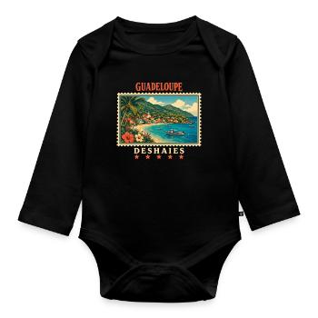 Guadeloupe Deshaies Vintage Travel Brand - Organic Longsleeve Baby Bodysuit - black - Front