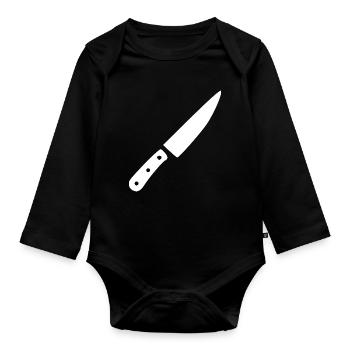 Knife Kitchen Knife Chef Cooking Gift Cook - Organic Longsleeve Baby Bodysuit - black - Front