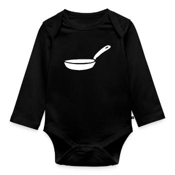 Pan Pot Cooking Icon White Gift Chef - Organic Longsleeve Baby Bodysuit - black - Front