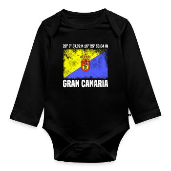 Inseltrip Gran Canaria - Baby Bio-Langarm-Body - Schwarz - Vorne