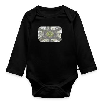 Roundabout Garden Patterns - Organic Longsleeve Baby Bodysuit - black - Front