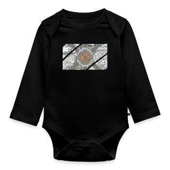 Urban Roundabout Mosaic - Organic Longsleeve Baby Bodysuit - black - Front