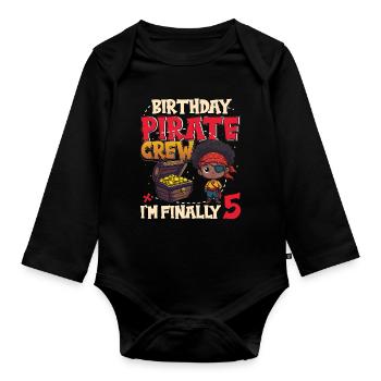 Un équipage de pirates Black Boy pour son 5e anniversaire Enfin 5 - Body Bébé bio manches longues - noir - Devant