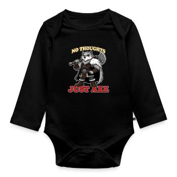 No Thoughts Just Axe Funny Viking Wolf Mascot - Organic Longsleeve Baby Bodysuit - black - Front