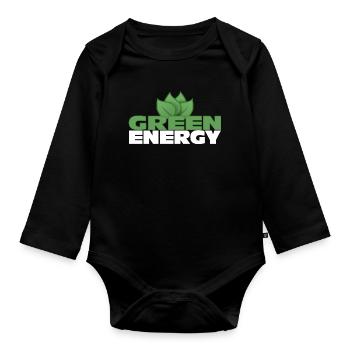 Green Energy - Sustainable Future - Organic Longsleeve Baby Bodysuit - black - Front
