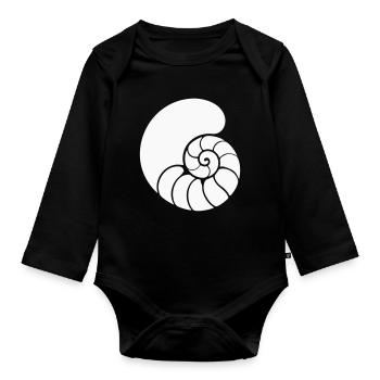 Spiral Pattern Shell - Organic Longsleeve Baby Bodysuit - black - Front