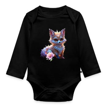 Fox Sapphire Fantasy - Organic Longsleeve Baby Bodysuit - black - Front