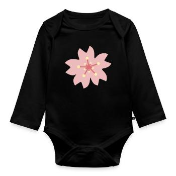 Blush Sakura Petal Bloom - Organic Longsleeve Baby Bodysuit - black - Front
