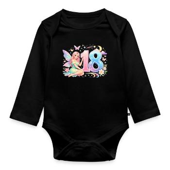 18th Birthday Elf – Retro Pastel Promotional Print - Organic Longsleeve Baby Bodysuit - black - Front
