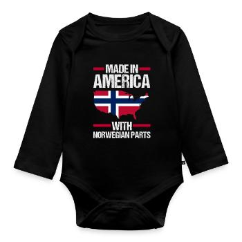 Norway Norge America Patriotic Fjords Scandinavian - Organic Longsleeve Baby Bodysuit - black - Front