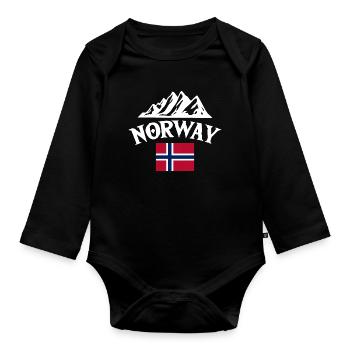 Norway Vacation Norge Fjords Travel Scandinavian - Baby Bio-Langarm-Body - Schwarz - Vorne