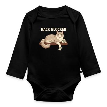 Chat bloqueur de rack de Mahjong - Body Bébé bio manches longues - noir - Devant
