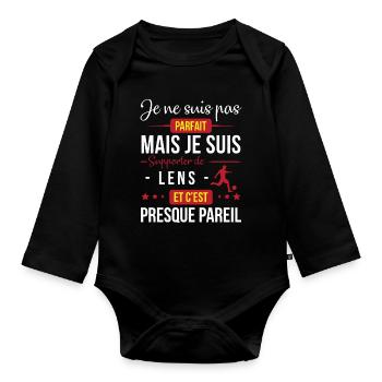 Je Ne Suis Pas Parfait Mais Je Suis Supporter D... - Body Bébé bio manches longues - noir - Devant