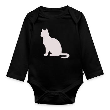 Silhouette de chat pastel - Body Bébé bio manches longues - noir - Devant
