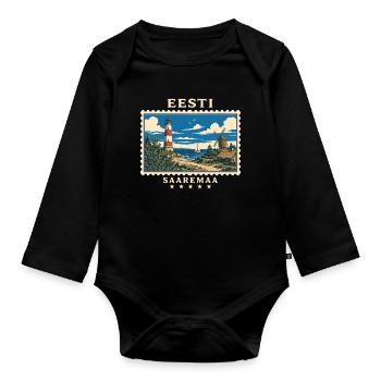 Estland Saaremaa Vintage Reisemarke - Baby Bio-Langarm-Body - Schwarz - Vorne